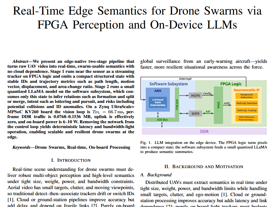 FPGA Drone Swarm Pipeline - Edge-native real-time pipeline